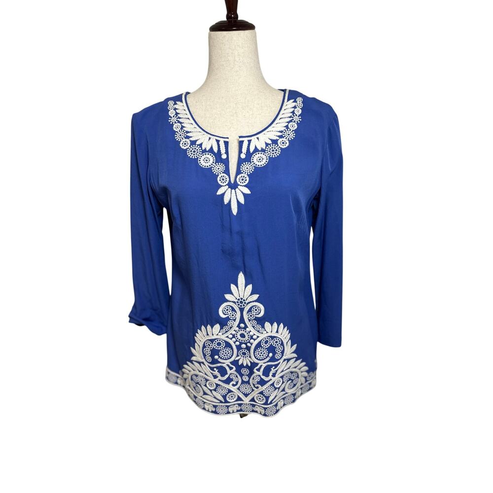Lilly Pulitzer Charlotte Tunic Top Iris Blue Jungle Panel size Small